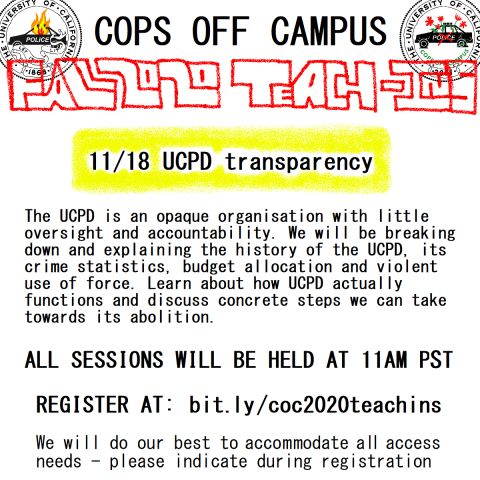 UCPD Transparency Cops off Campus Teach-in 11/18 @ 11AM